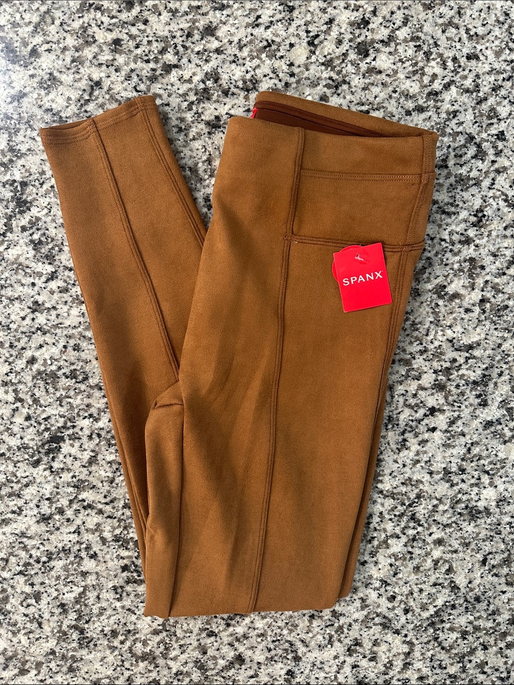 SPANX Faux Seude Leggings Rich Camel Size Medium Women’s